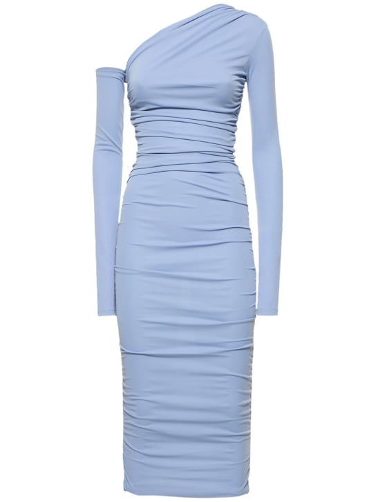 The Andamane: Olimpia draped asymmetric midi dress - Blue - women_0 | Luisa Via Roma
