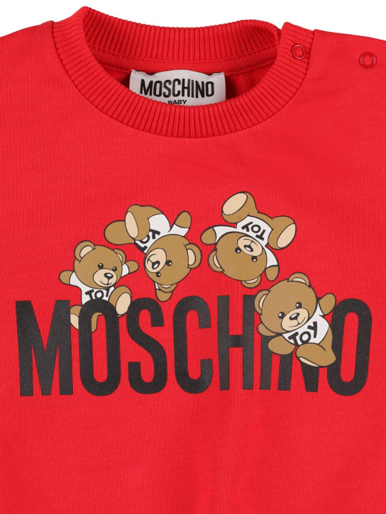 Moschino: Sweat-shirt en coton à col rond - Rouge - kids-girls_1 | Luisa Via Roma