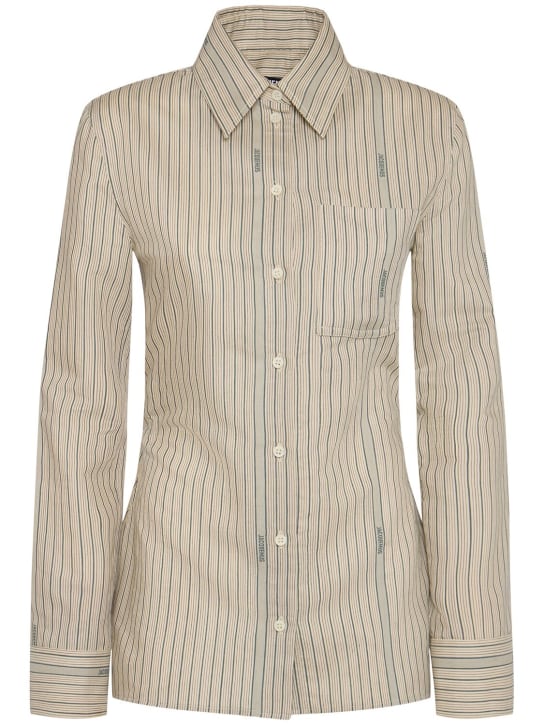 Jacquemus: La Chemise de Costume striped silk shirt - Multi/Beige - women_0 | Luisa Via Roma