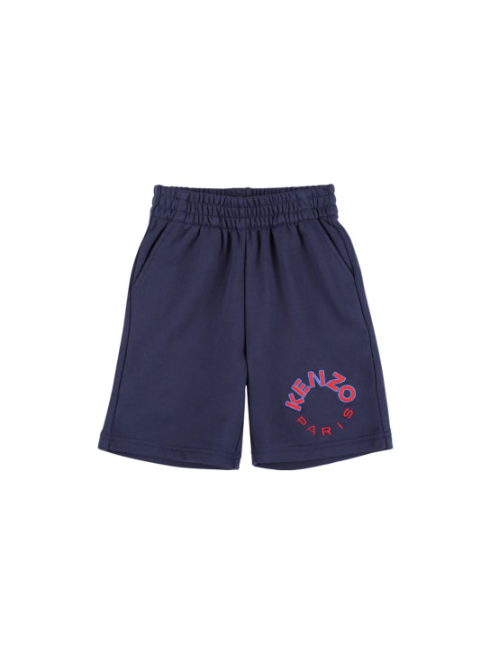 Kenzo Kids: Shorts deportivos de algodón - Azul Marino - kids-boys_0 | Luisa Via Roma