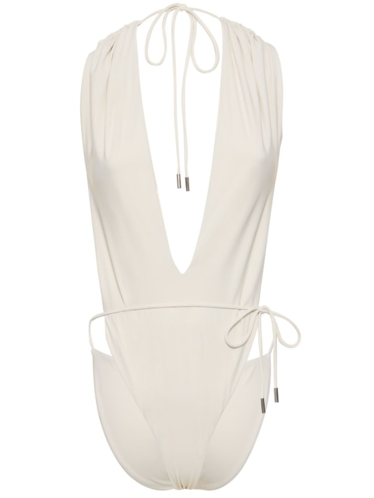 Saint Laurent: Nylon blend one piece swimsuit - Cream - women_0 | Luisa Via Roma