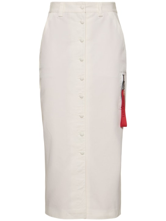 Ferrari: Buttoned cotton midi skirt - Ivory - women_0 | Luisa Via Roma