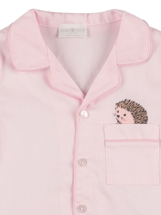Story Loris: Pyjama en popeline de coton à manches longues - Rose - kids-girls_1 | Luisa Via Roma