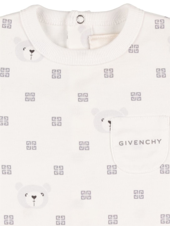 Givenchy: Spielanzug, Latz und Mütze aus Baumwolljersey - Weiß - kids-girls_1 | Luisa Via Roma