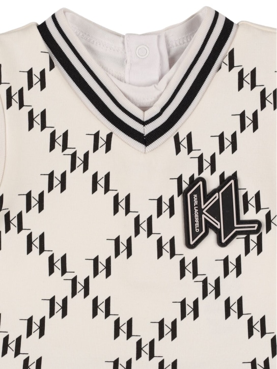 Karl Lagerfeld: Cotton blend romper - Black/White - kids-boys_1 | Luisa Via Roma
