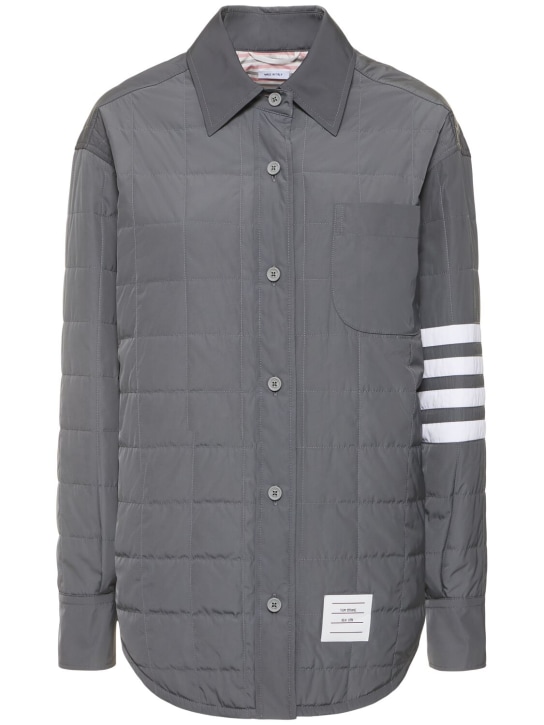 Thom Browne: Quilted tech down jacket - Grey/White - women_0 | Luisa Via Roma