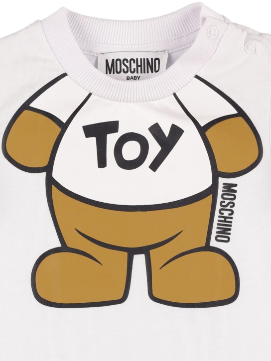 Moschino: Cotton jersey romper - White - kids-boys_1 | Luisa Via Roma