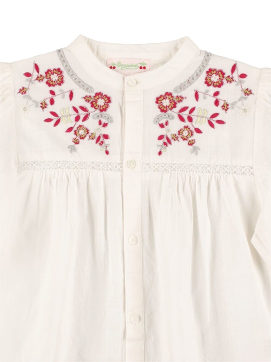 Bonpoint: Embroidered cotton ripstop shirt - Ivory - kids-girls_1 | Luisa Via Roma