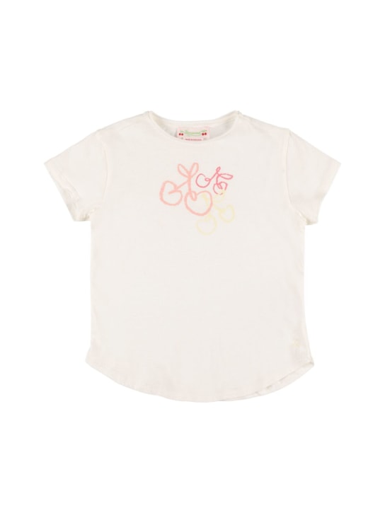 Bonpoint: T-shirt en jersey de coton imprimé - Blanc - kids-girls_0 | Luisa Via Roma
