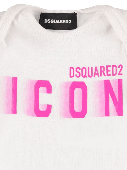 Dsquared2: Body en jersey de coton - Blanc/Fuchsia - kids-boys_1 | Luisa Via Roma