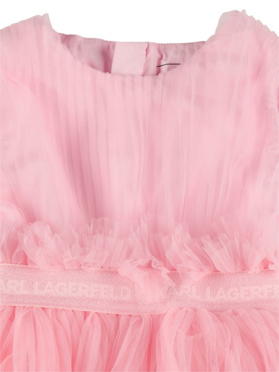 Karl Lagerfeld: Tulle & mesh sleeveless mini dress - Pink - kids-girls_1 | Luisa Via Roma