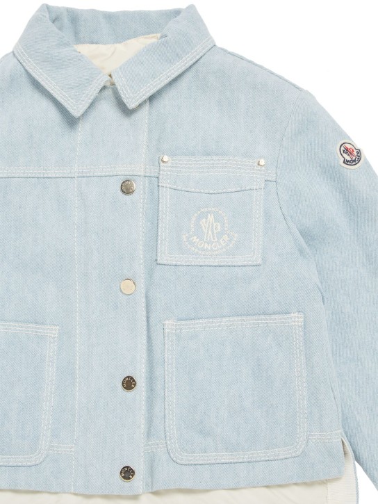 Moncler: Esbly bleached cotton denim jacket - Blue - kids-girls_1 | Luisa Via Roma
