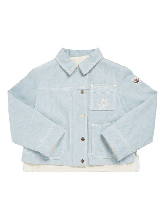 Moncler: Esbly bleached cotton denim jacket - Blue - kids-girls_0 | Luisa Via Roma