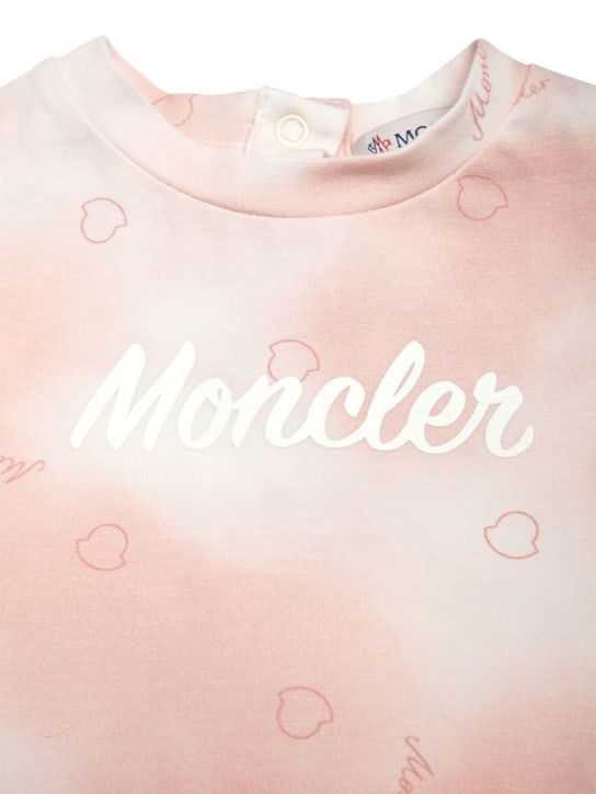Moncler: T-shirt in cotone stampato - Rosa - kids-girls_1 | Luisa Via Roma