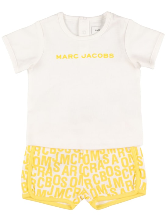 Marc Jacobs: Cotton jersey t-shirt & sweat shorts - Yellow - kids-boys_0 | Luisa Via Roma
