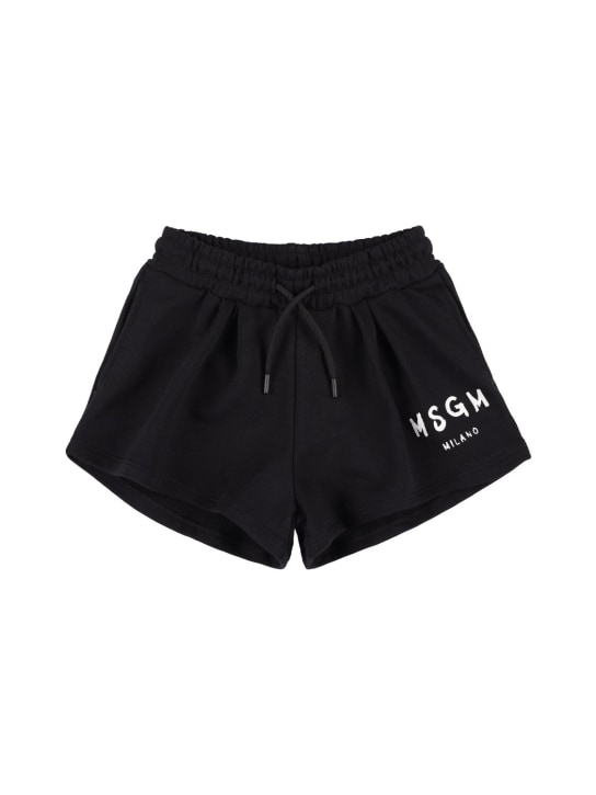 MSGM: Shorts deportivos de algodón - Negro - kids-girls_0 | Luisa Via Roma