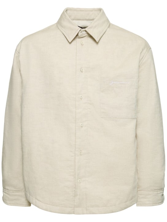 Jacquemus: La Chemise Boulanger cotton blend shirt - Light Beige - men_0 | Luisa Via Roma