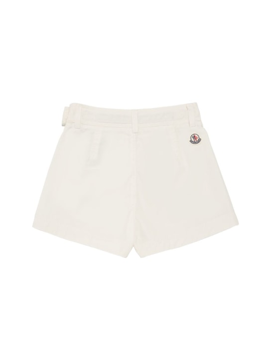 Moncler: Heavy tech twill shorts - White - kids-girls_0 | Luisa Via Roma