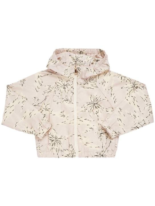 Moncler: Sphere palms printed nylon jacket - White/Pink - kids-girls_0 | Luisa Via Roma