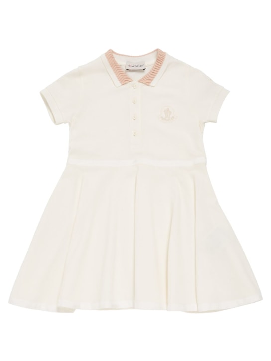 Moncler: Cotton piquet dress - White - kids-girls_0 | Luisa Via Roma