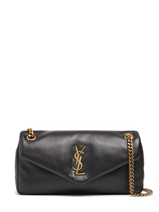 Saint Laurent: Calypso leather shoulder bag - Black - women_0 | Luisa Via Roma