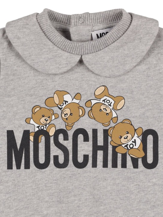 Moschino: Pelele y gorro de algodón jersey - Gris - kids-girls_1 | Luisa Via Roma