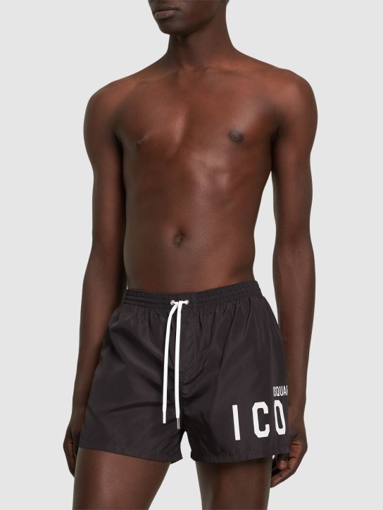 Dsquared2: Icon logo swim shirts - Black - men_1 | Luisa Via Roma