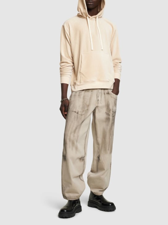 Giorgio Brato: Cotton blend velvet hoodie - Milk - men_1 | Luisa Via Roma