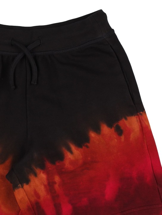 Dsquared2: Shorts in felpa di cotone con stampa - Nero - kids-boys_1 | Luisa Via Roma