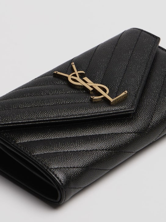 Saint Laurent: Large monogram quilted leather wallet - Black - women_1 | Luisa Via Roma