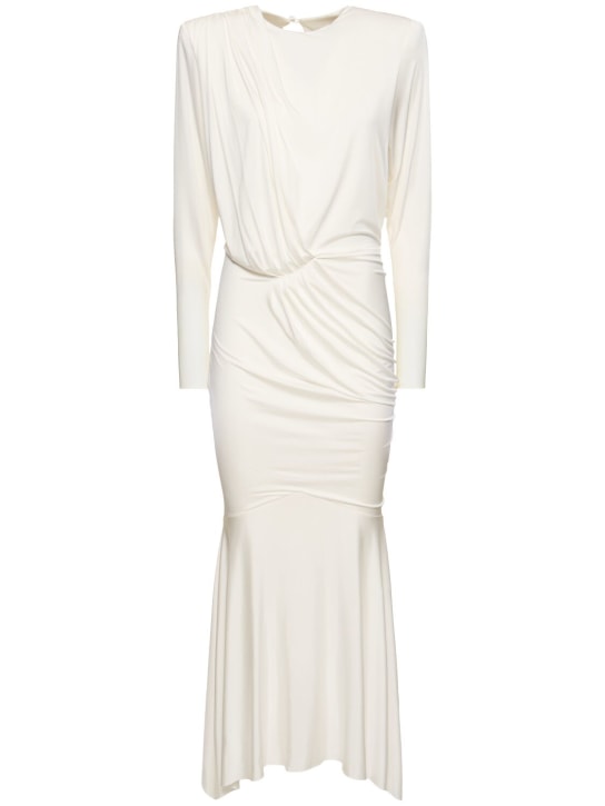 Alexandre Vauthier: vestido largo de satén drapeado - Blanco - women_0 | Luisa Via Roma
