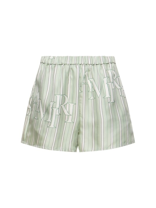Amiri: Shorts aus Seidensatin mit Logo - Grün/Bunt - women_0 | Luisa Via Roma