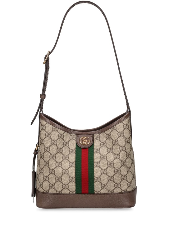 Gucci: Small Ophidia GG canvas shoulder bag - Beige - women_0 | Luisa Via Roma