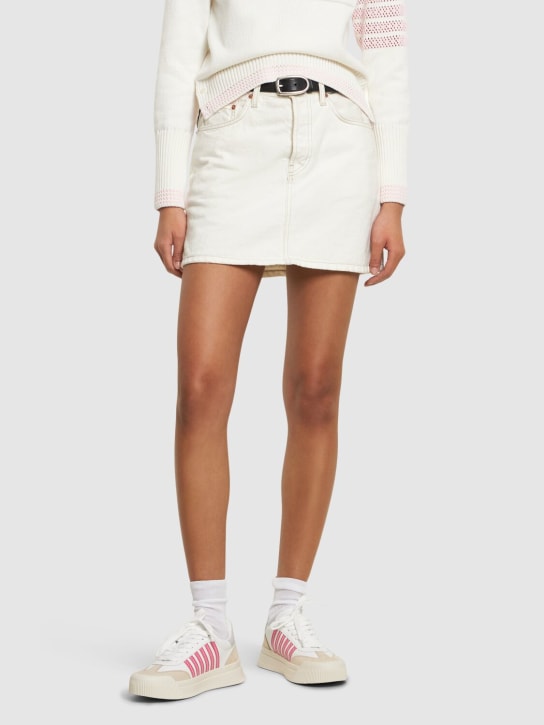Dsquared2: New Jersey leather sneakers - White/Pink - women_1 | Luisa Via Roma