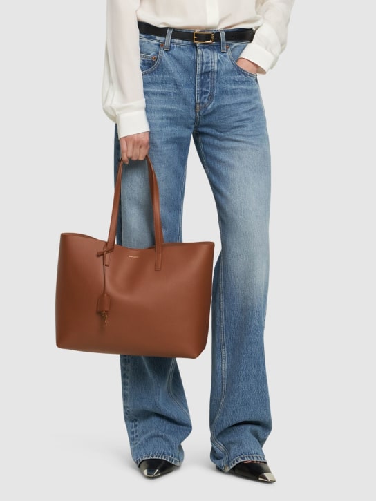Saint Laurent: Saint Laurent smooth leather tote bag - Brick - women_1 | Luisa Via Roma