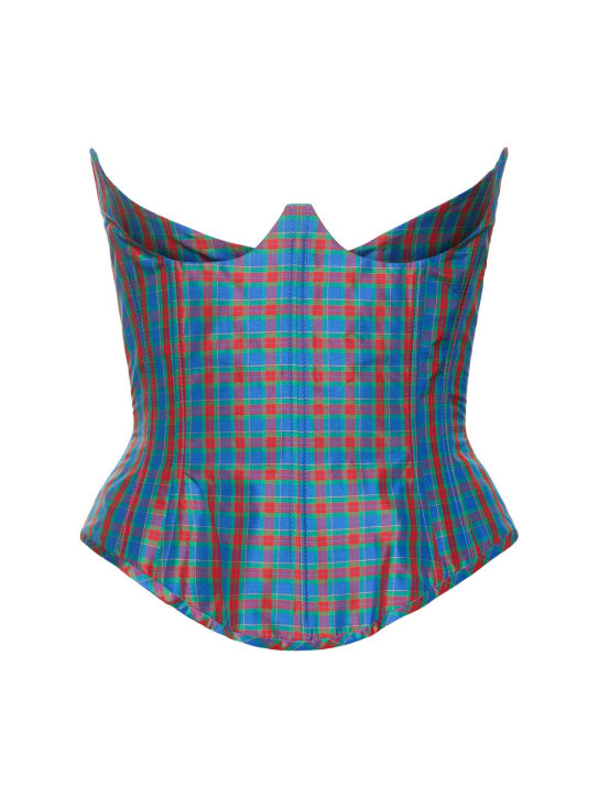 Vivienne Westwood: Bella checked taffeta strapless corset - Multicolor - women_0 | Luisa Via Roma