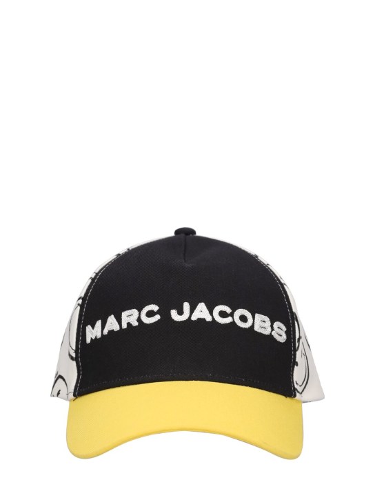 Marc Jacobs: 자수 코튼 트윌 베이스볼 캡 - 블랙/화이트 - kids-boys_0 | Luisa Via Roma