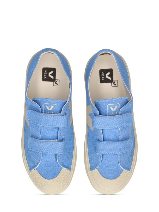 Veja: Ollie cotton canvas strap sneakers - Light Blue - kids-boys_1 | Luisa Via Roma