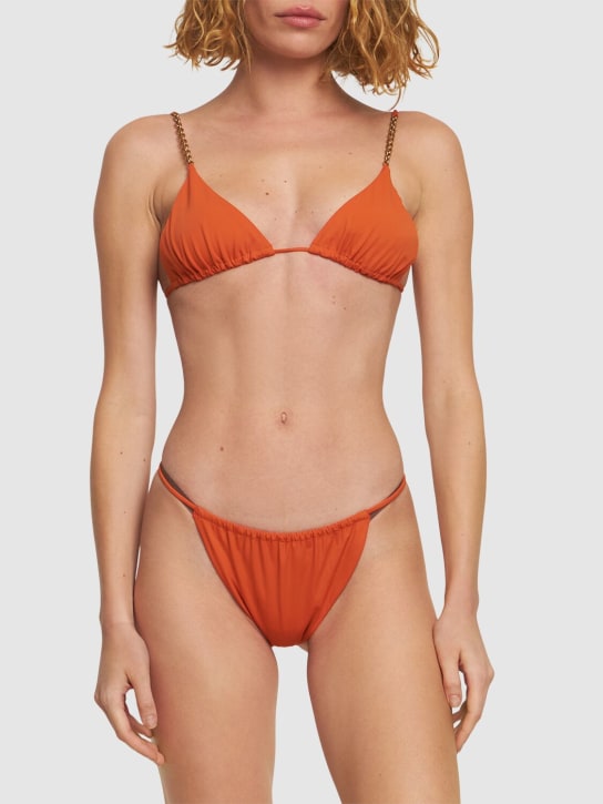 Saint Laurent: Braguitas de bikini de nylon - Naranja - women_1 | Luisa Via Roma