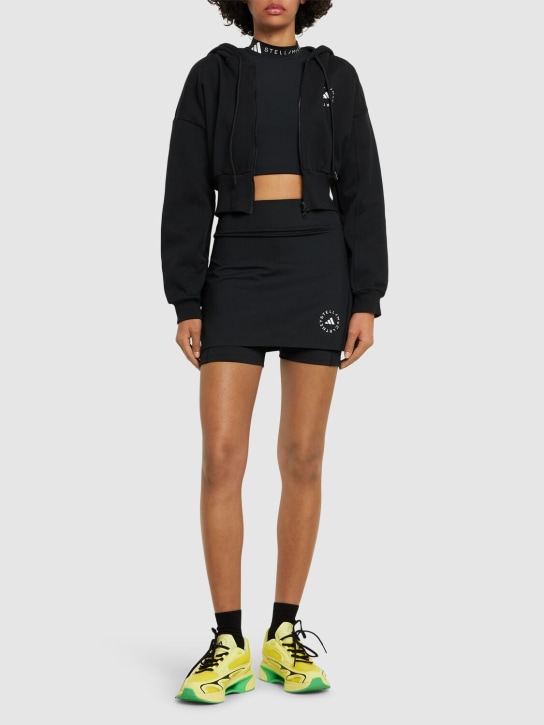 adidas By Stella McCartney: Cropped zip-up sweatshirt - Black - women_1 | Luisa Via Roma