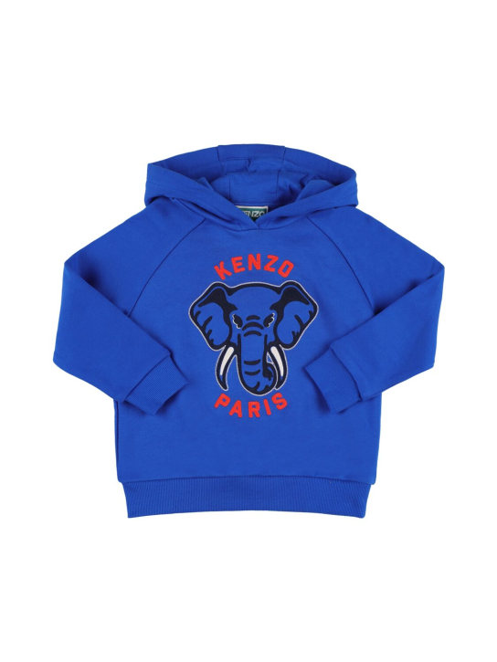 Kenzo Kids: Sweat-shirt en coton à capuche - Bleu - kids-boys_0 | Luisa Via Roma