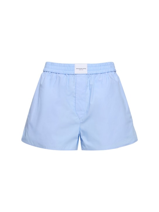 Alexander Wang: Shorts bóxer de algodón - Chambray Blue - women_0 | Luisa Via Roma
