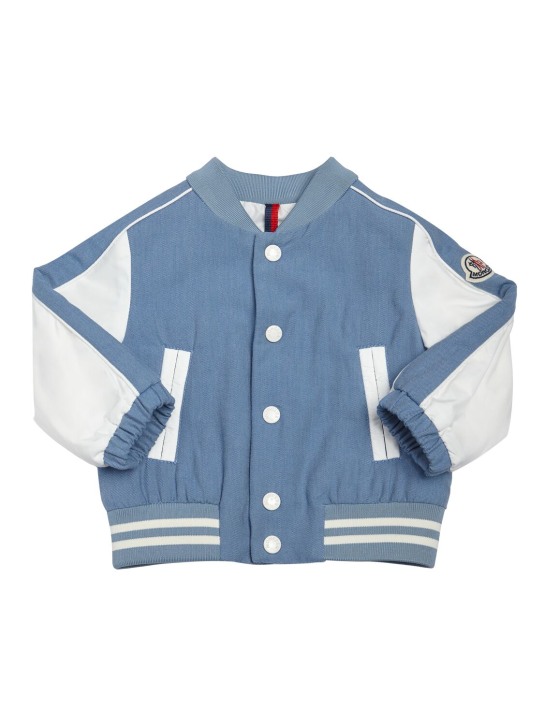Moncler: Kobby cotton denim jacket - Blue - kids-boys_0 | Luisa Via Roma