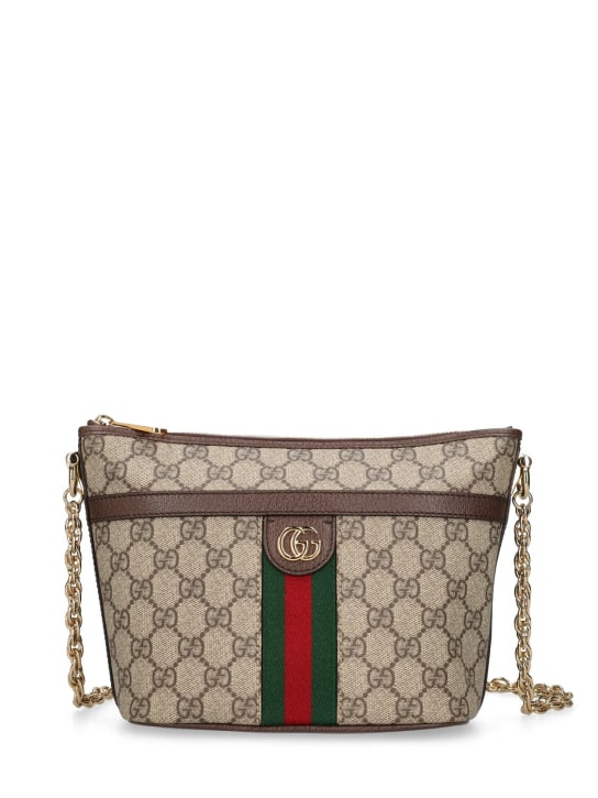 Gucci: Mini Ophidia GG canvas shoulder bag - Ebony - women_0 | Luisa Via Roma