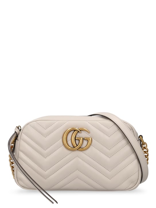 Gucci: Small GG Marmont leather shoulder bag - White - women_0 | Luisa Via Roma