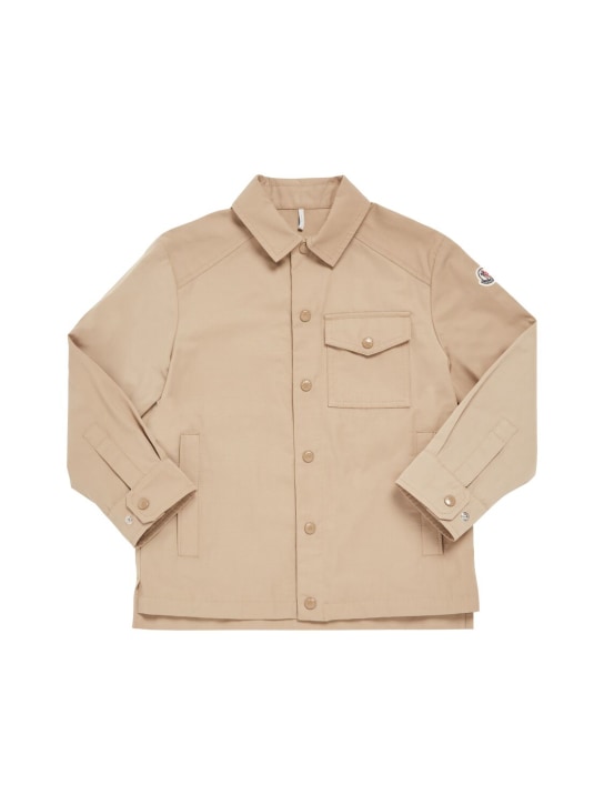 Moncler: Chisulo科技织物&棉衬衫夹克 - 米黄色 - kids-boys_0 | Luisa Via Roma