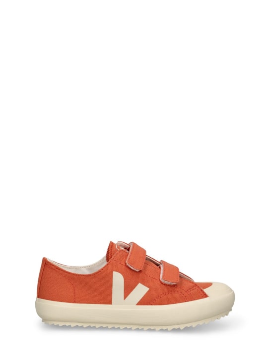 Veja: Ollie cotton canvas strap sneakers - Brown - kids-boys_0 | Luisa Via Roma
