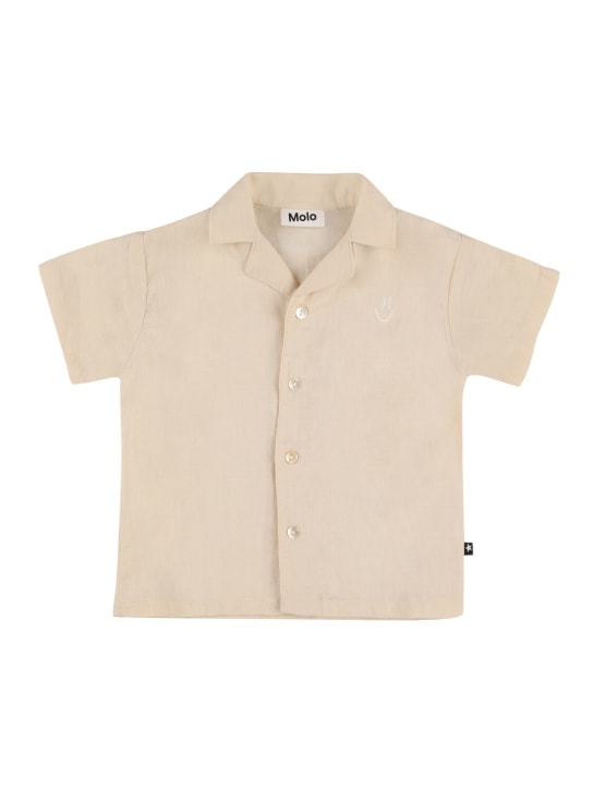 Molo: Kurzärmliges Hemd aus Baumwolle und Leinen - Hellbeige - kids-boys_0 | Luisa Via Roma