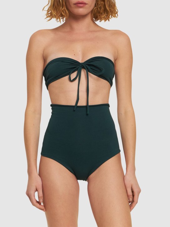 Isole & Vulcani: Seamless cotton jersey bikini - Dark Green - women_1 | Luisa Via Roma
