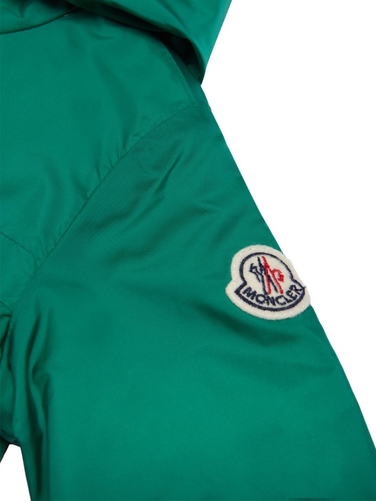 Moncler: Anton hooded rainwear jacket - Green/Blue - kids-boys_1 | Luisa Via Roma